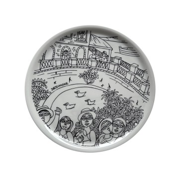 Piatto Pizza Tondo Bianco e Nero Siracusa Ceramiche De Simone Piatto Pizza Tondo Bianco e Nero Siracusa Ceramiche De Simone